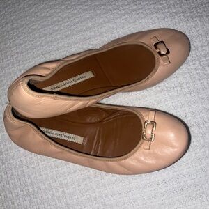 Diane Von Furstenberg Blush Flats with Gold Buckle
